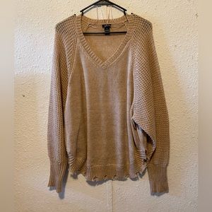 NWOT rue21 Tan Oversized Knit Sweater w/ Distressed Hem